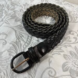 Braided Women’s Leather Belt Black Sz 44 Cowgirl Edgy Alternative Western Y2K